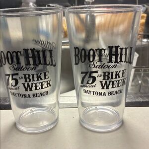 NWOT 2pc. Daytona Beach Boot Hill Saloon 75th Annual Bike Week Beer Glasses